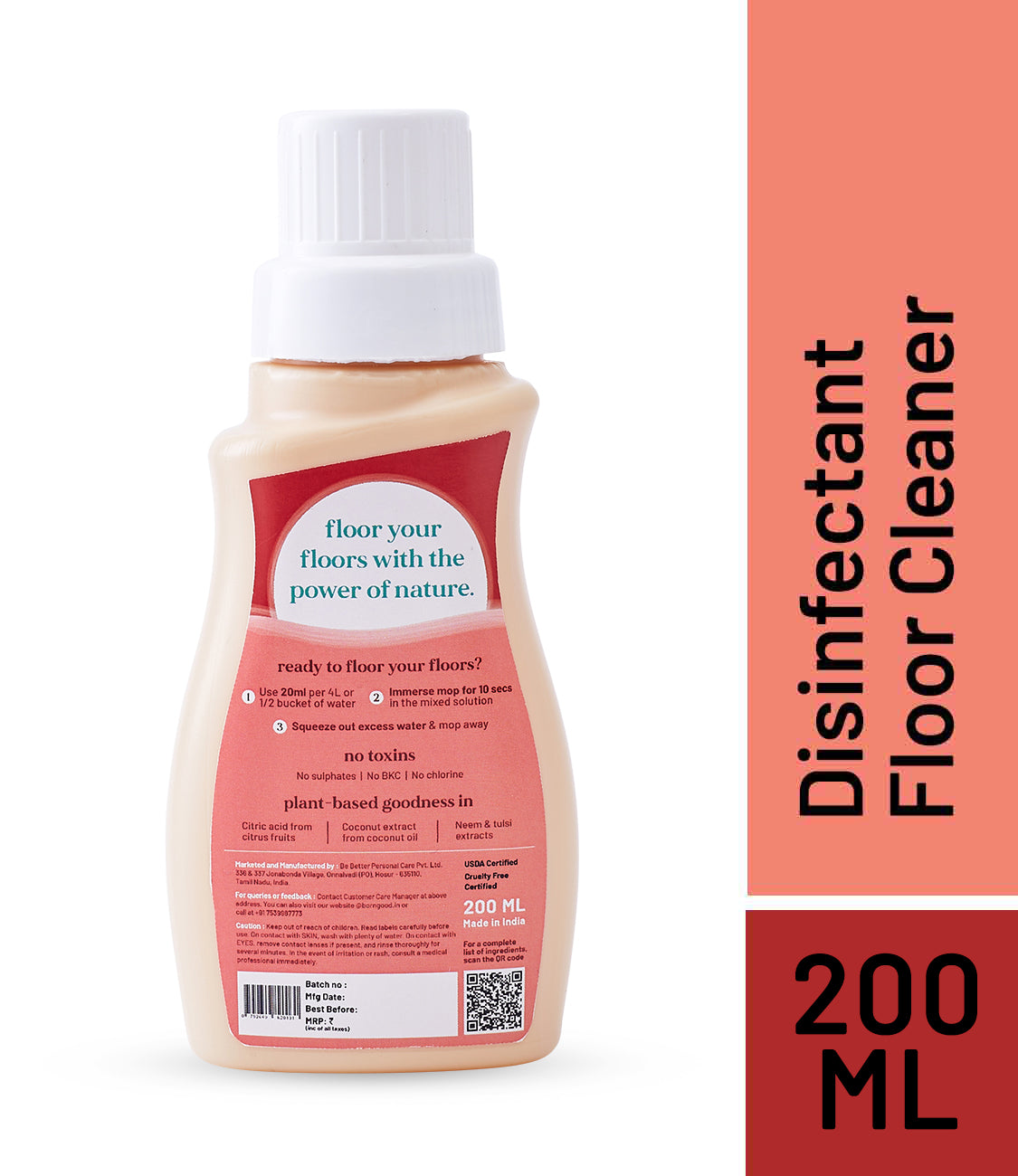 disinfectant floor cleaner liquid - 200ml trial pack