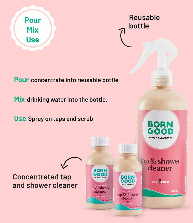 PlantBased Concentrated Tap And Shower Cleaner Liquid in India BornGood